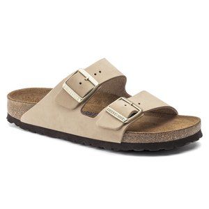 Birkenstock Womens Arizona Soft Footbed Nubuck Leather Sandcastle size 37/7
